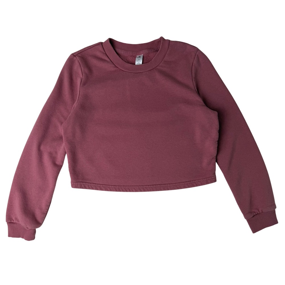 90 Degree By Reflex Cropped Sweatshirt Dusty Rose Pullover Womens S Basiccore